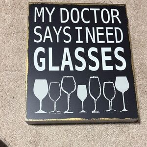 Black and White Wine Glasses Sign
